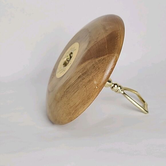 Oregon Made in USA Myrtlewood Gold Metal Handle Wooden Server Dish Brown Vintage - Picture 7 of 10